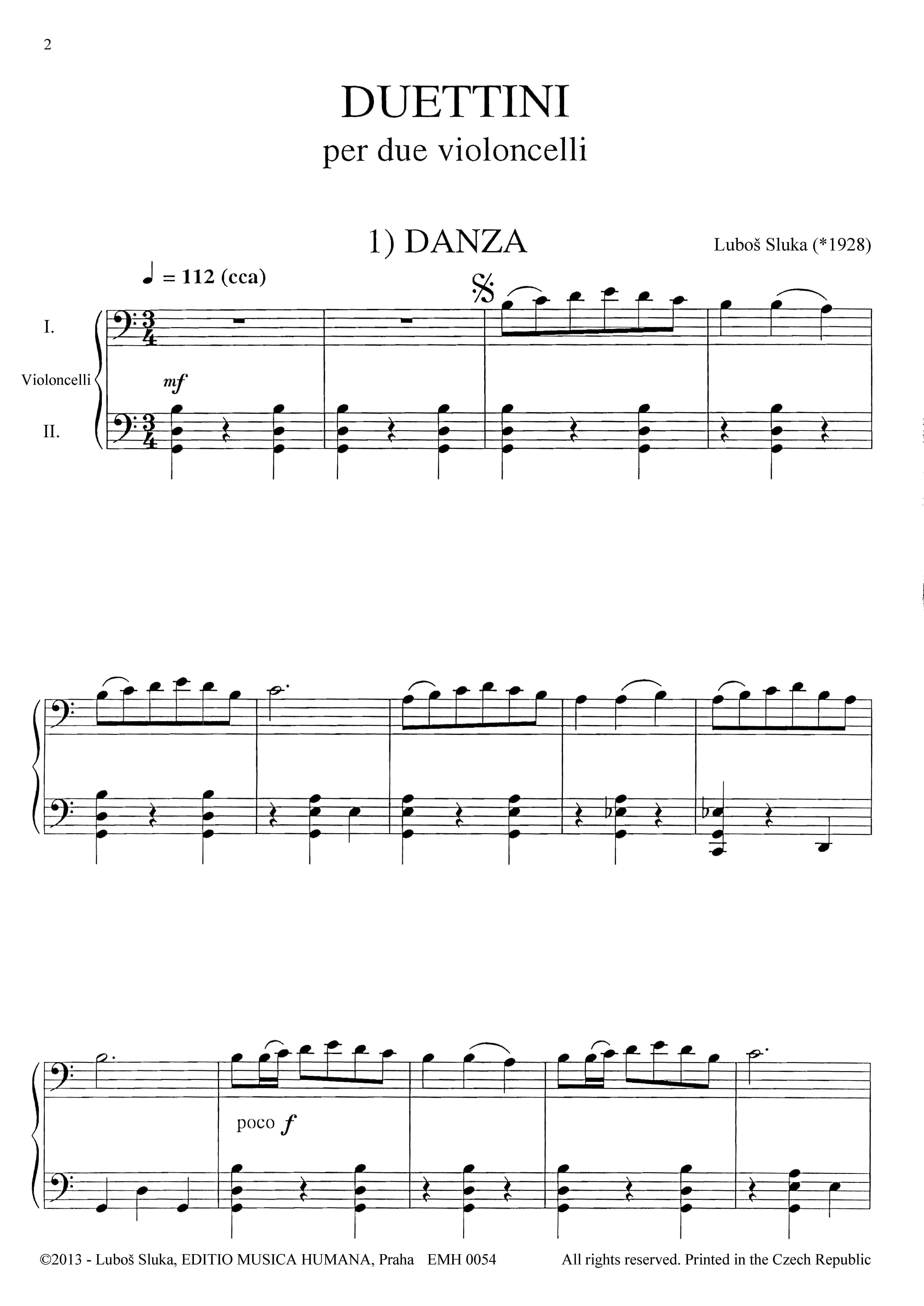 Editio Musica Humana Duettini noty pro 2 violoncella 16 stran