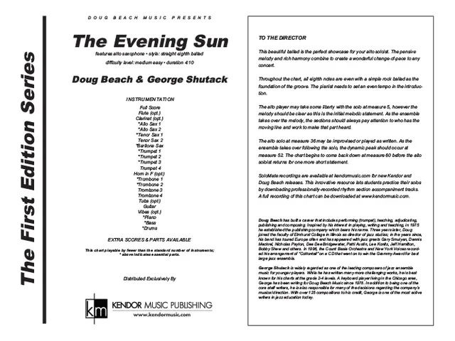 Kendor Music The Evening Sun partitura Full Score balada
