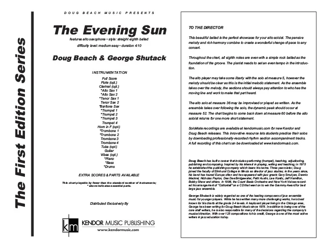 Kendor Music The Evening Sun partitura Full Score balada