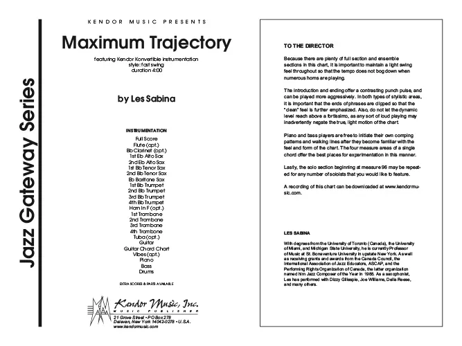 Kendor Music Maximum Trajectory partitura Full Score