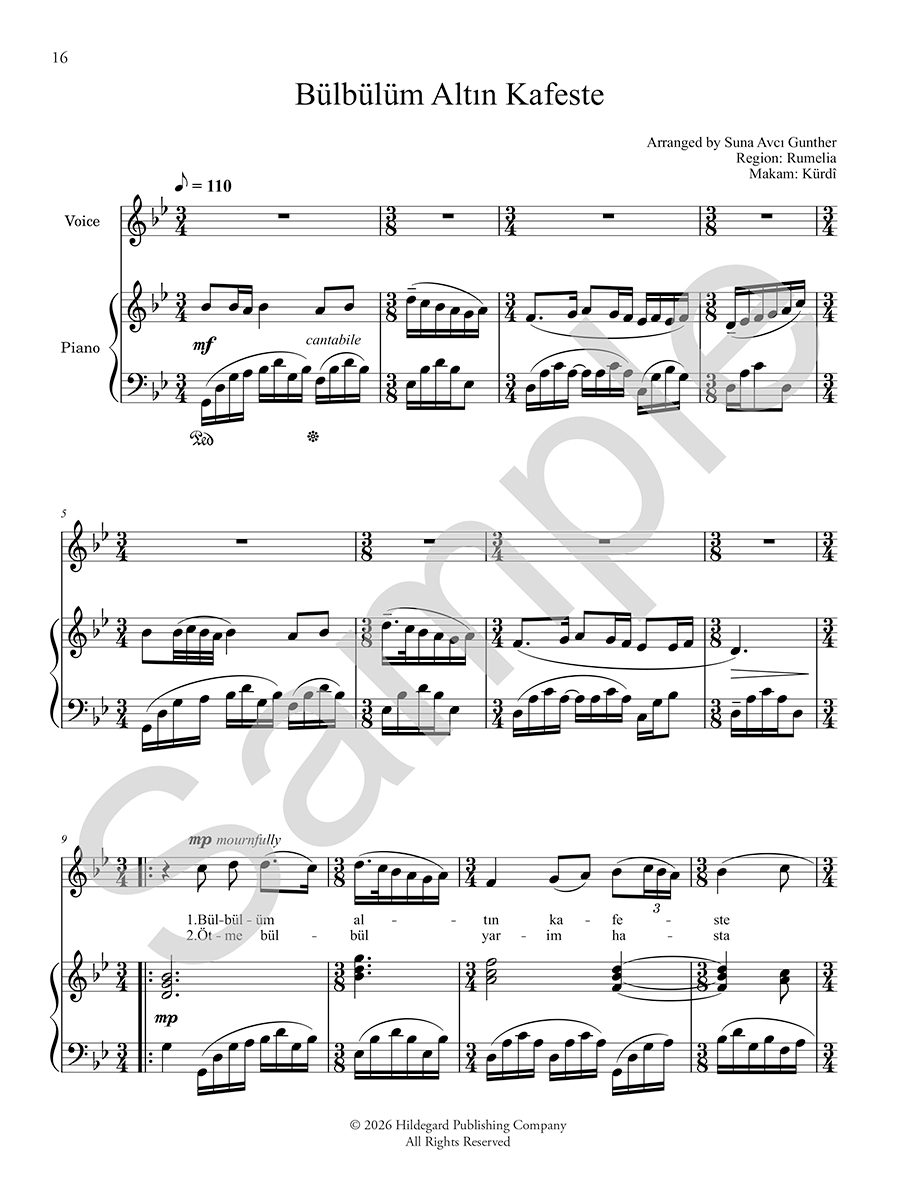 Hildegard Publishing Anthology of Turkish Song noty 10 písní