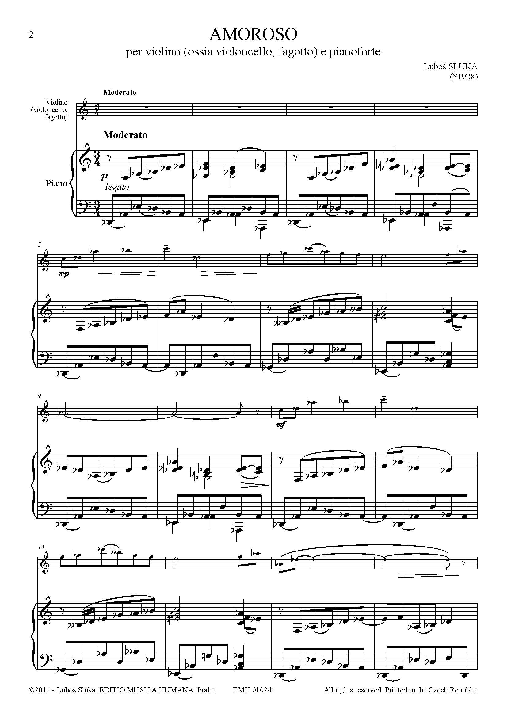 Editio Musica Humana Amoroso noty housle klavír 12 stran