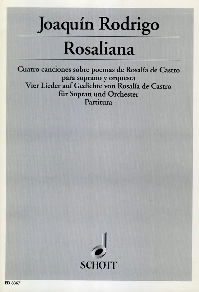 Ediciones Joaquín Rodrigo Rosaliana noty pro hlas a orchestr