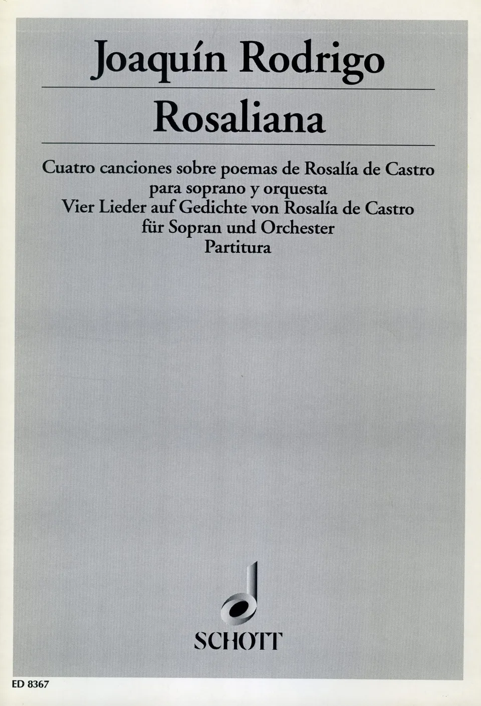 Ediciones Joaquín Rodrigo Rosaliana partitura zpěv orchestr