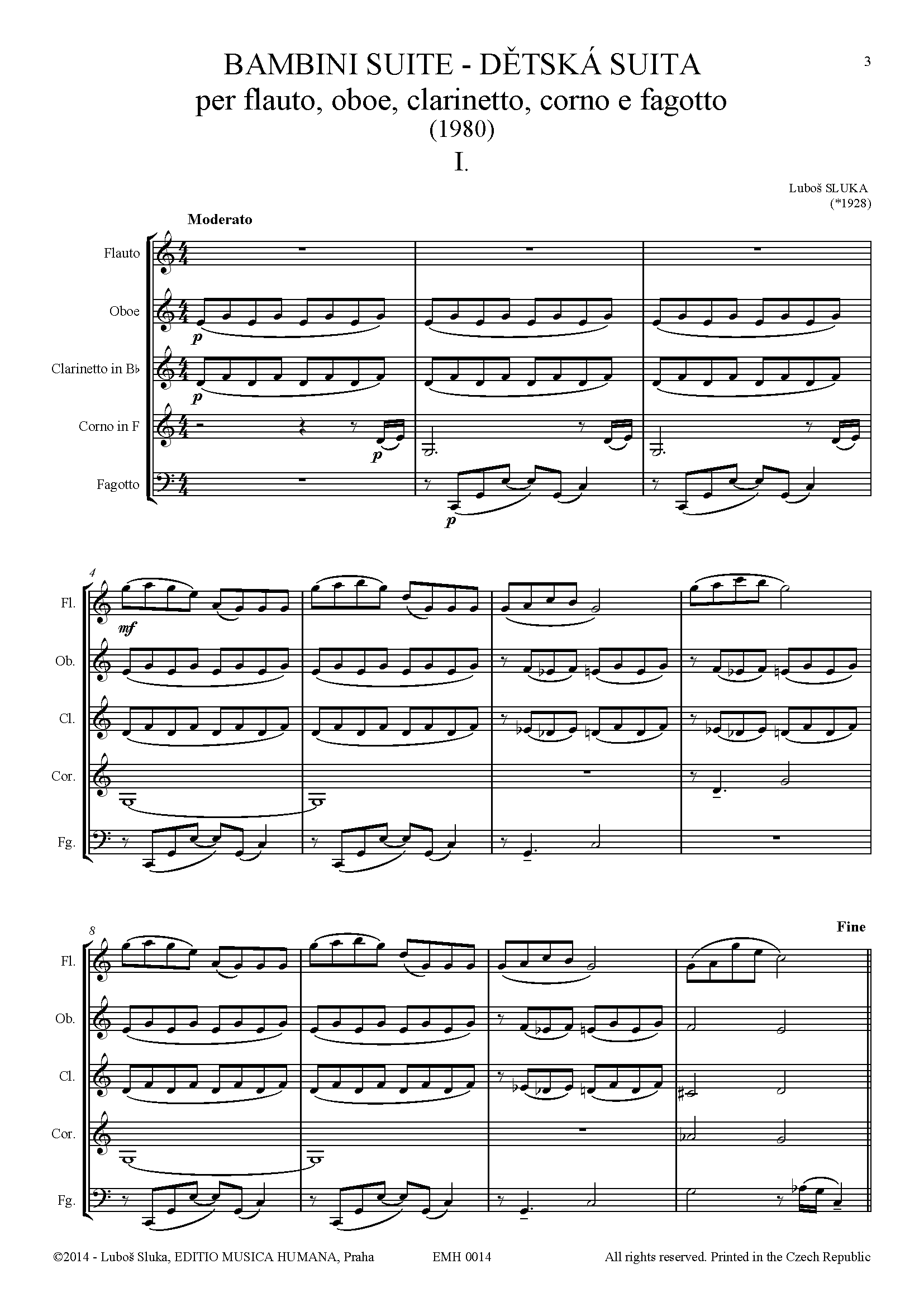 Editio Musica Humana Bambini Suite partitura pro dechové kvinteto