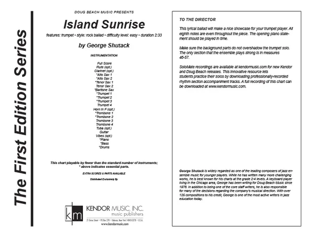 Kendor Music Island Sunrise partitura trubkové sólo snadná