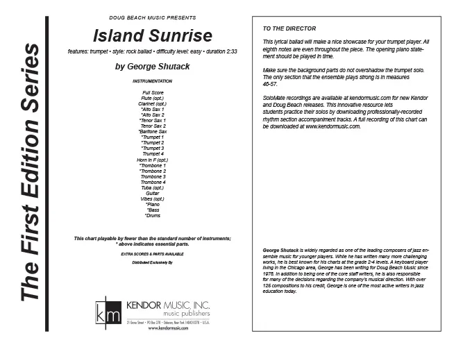 Kendor Music Island Sunrise partitura trubkové sólo snadná