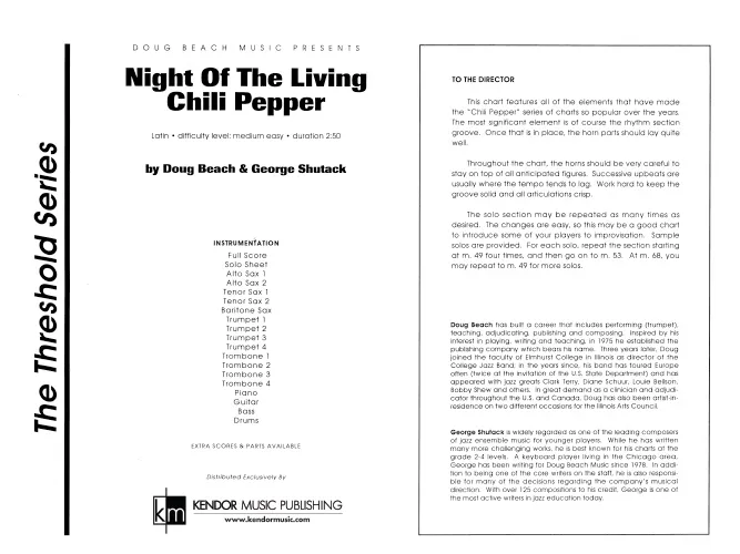 Kendor Music Night Of The Living Chili Pepper partitura full score latin