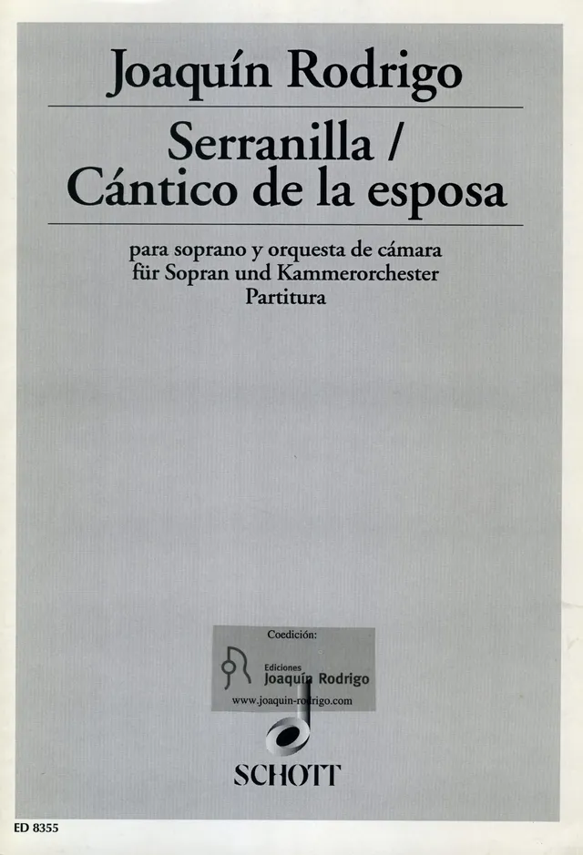 Ediciones Joaquín Rodrigo Serranilla – Cántico de la esposa noty soprán orchestr