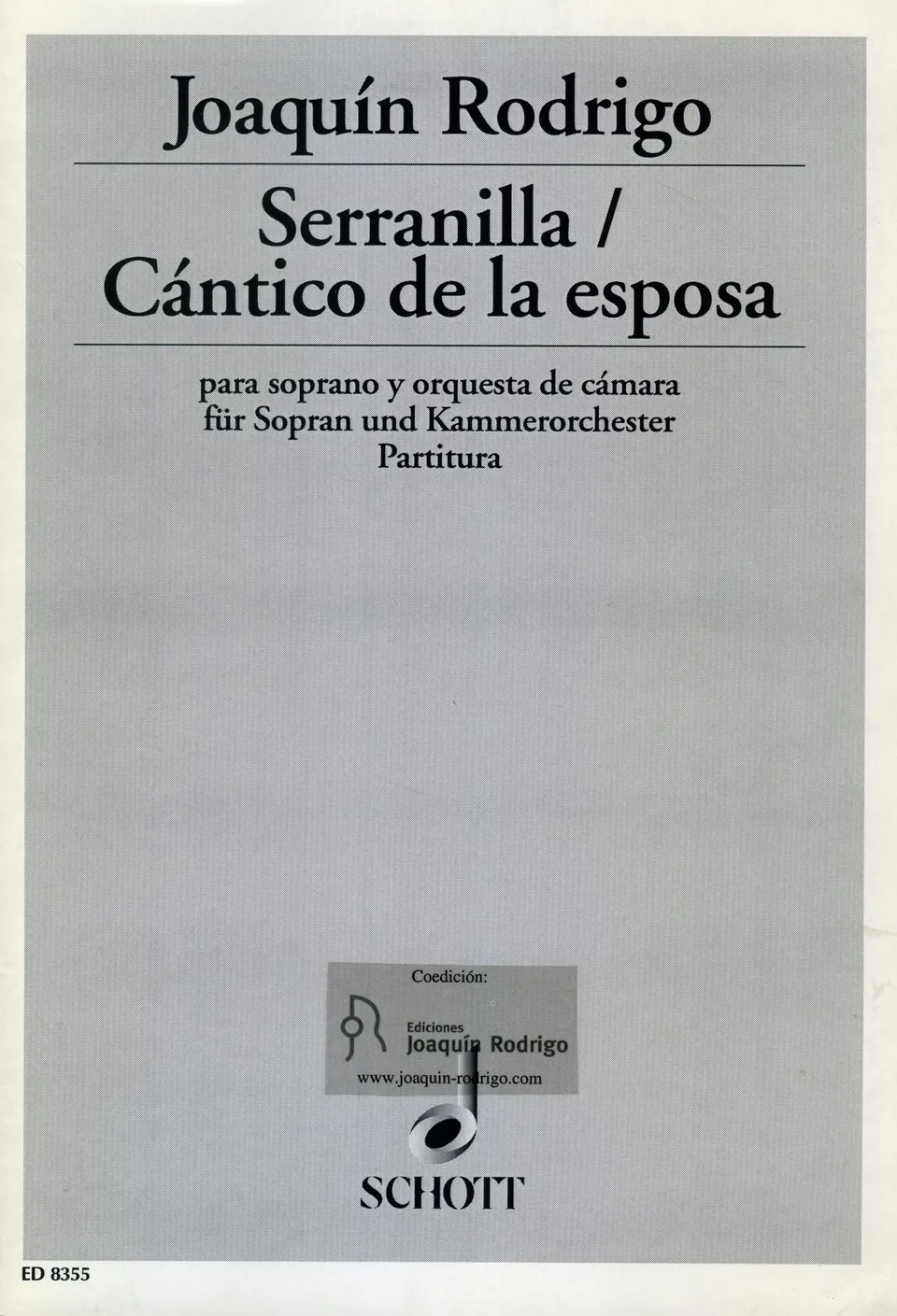 Ediciones Joaquín Rodrigo Serranilla – Cántico de la esposa noty soprán orchestr