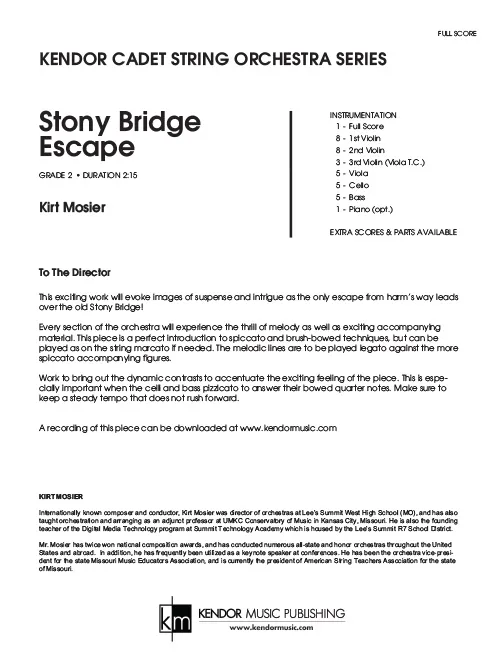 Kendor Music Stony Bridge Escape partitura pro smyčce