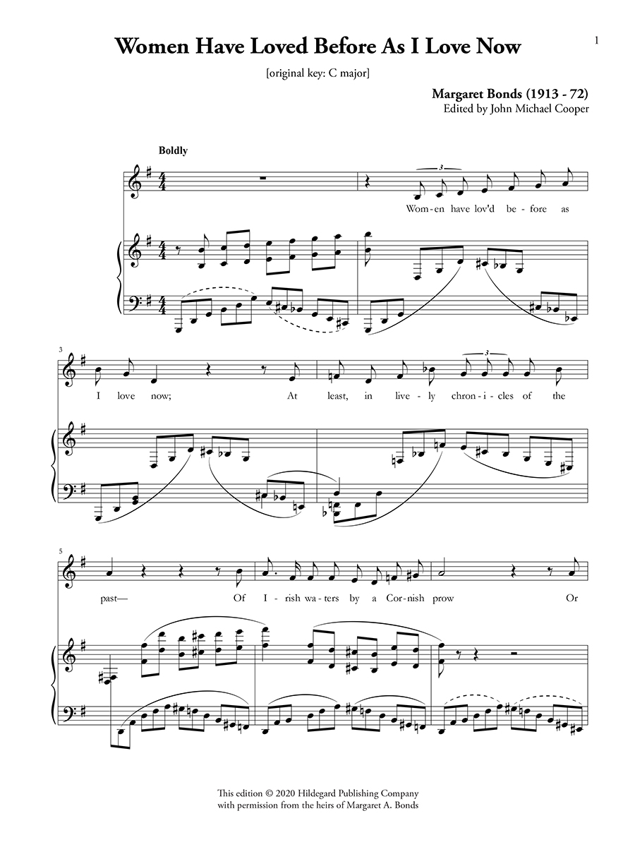 Hildegard Publishing Margaret Bonds Six Songs Millay noty střední hlas