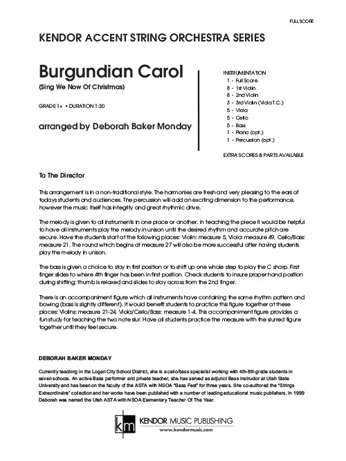 Kendor Music Burgundian Carol Full Score vánoční partitura