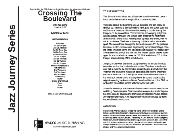 Kendor Music Crossing The Boulevard partitura Full Score fast swing
