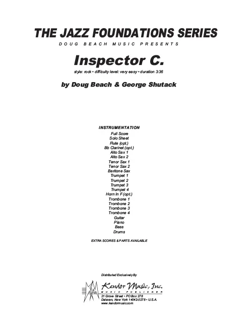 Kendor Music Inspector C. noty partitura rocková skladba
