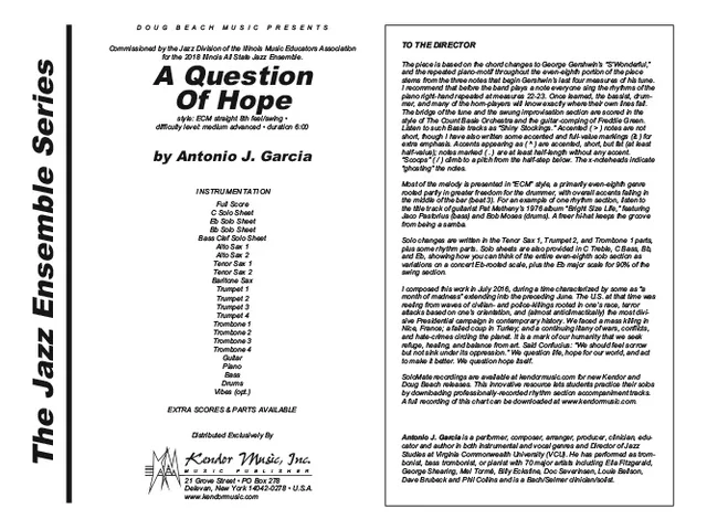 Kendor Music A Question Of Hope Full Score partitura