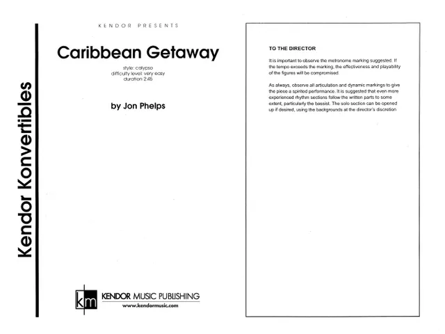 Kendor Music Caribbean Getaway partitura Full Score calypso