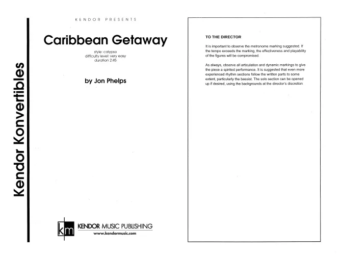 Kendor Music Caribbean Getaway partitura Full Score calypso