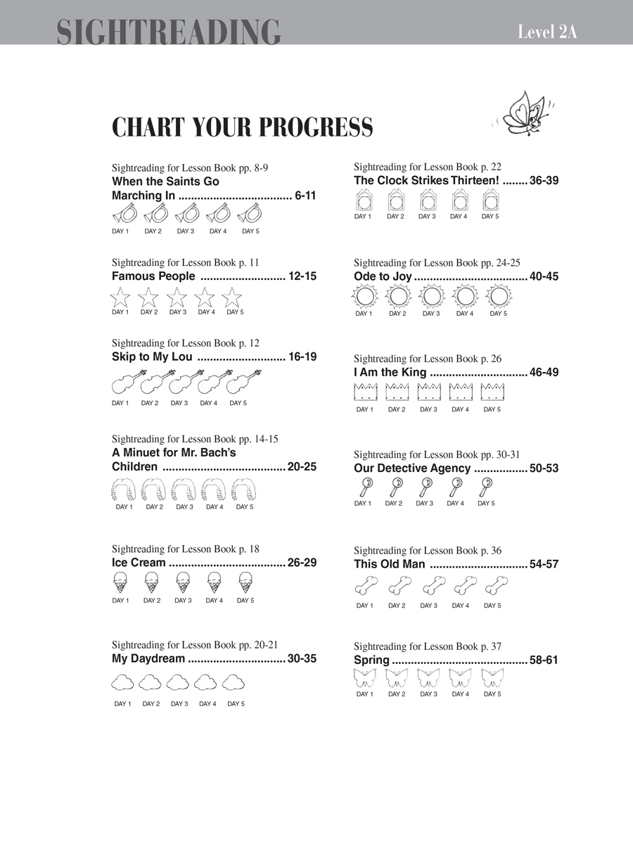 Faber Piano Adventures Level 2A Sightreading Book noty