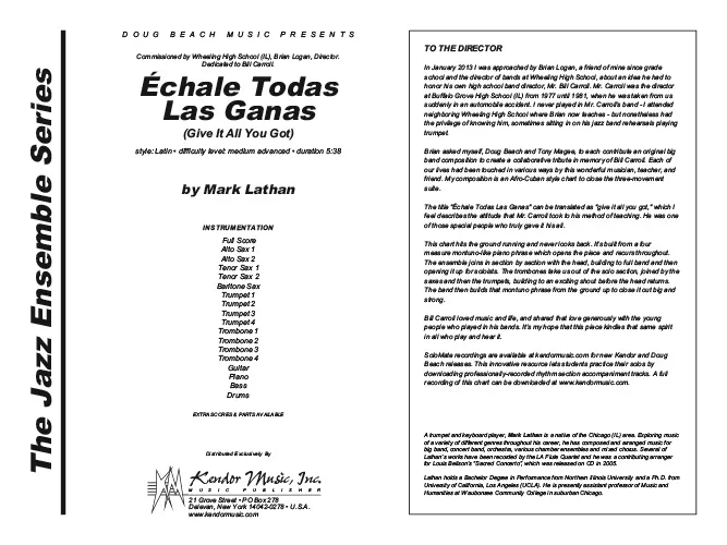 Kendor Music Échale Todas Las Ganas Full Score latin