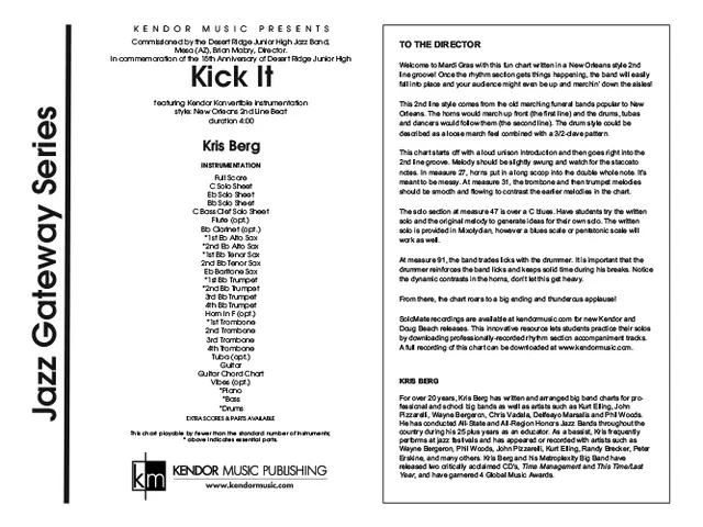 Kendor Music Kick It Full Score noty pro big band New Orleans