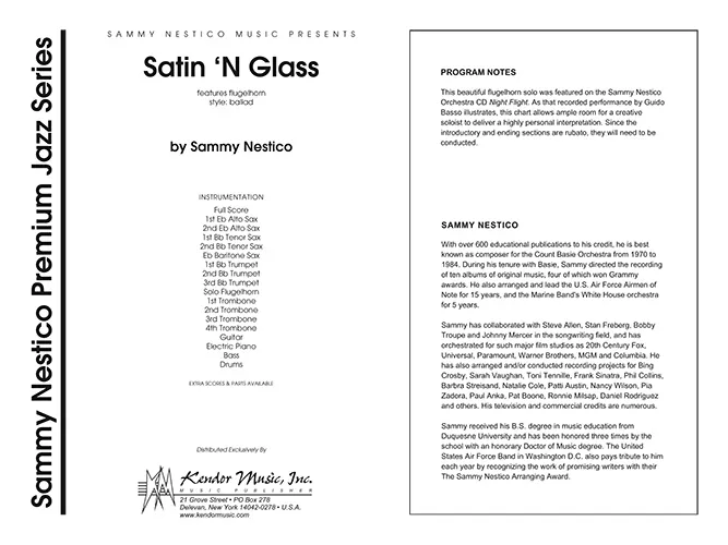 Kendor Music Satin 'N Glass partitura pro křídlovku
