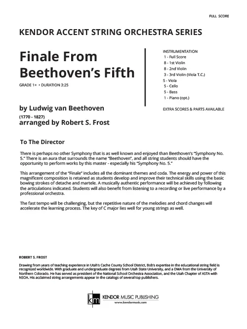 Kendor Music Finale From Beethoven's Fifth partitura 1+