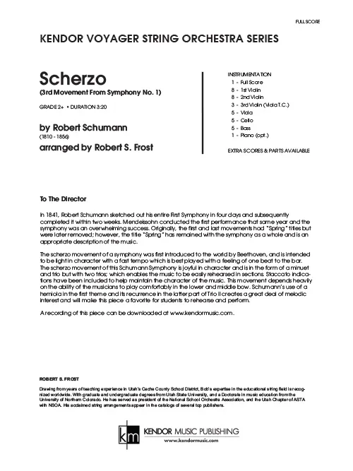 Kendor Music Scherzo partitura pro smyčce Schumann