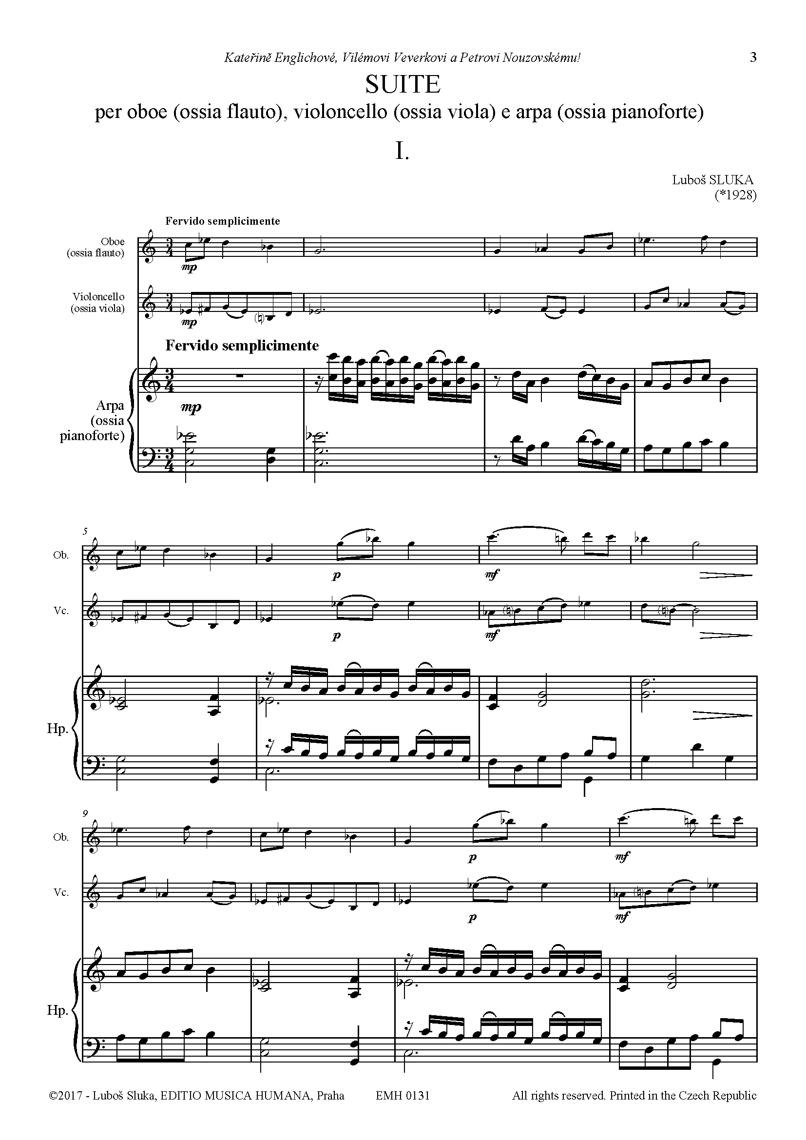 Editio Musica Humana Suite noty pro hoboj, cello a harfu 36 stran