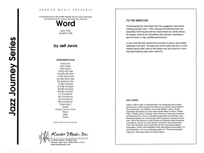 Kendor Music Word partitura funk pro jazz band