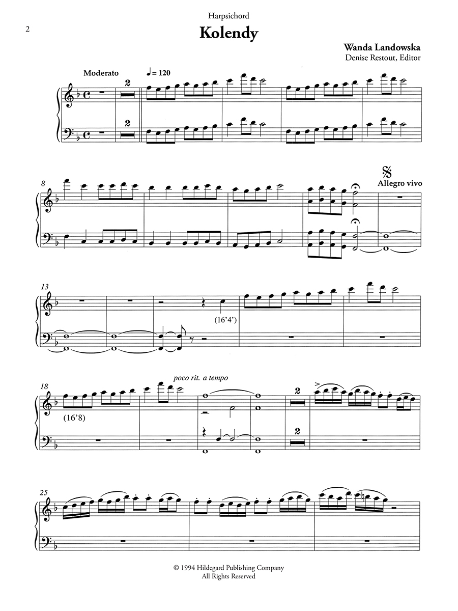 Hildegard Publishing Company Five Polish Folksongs Landowska digitální partitura a hlasy