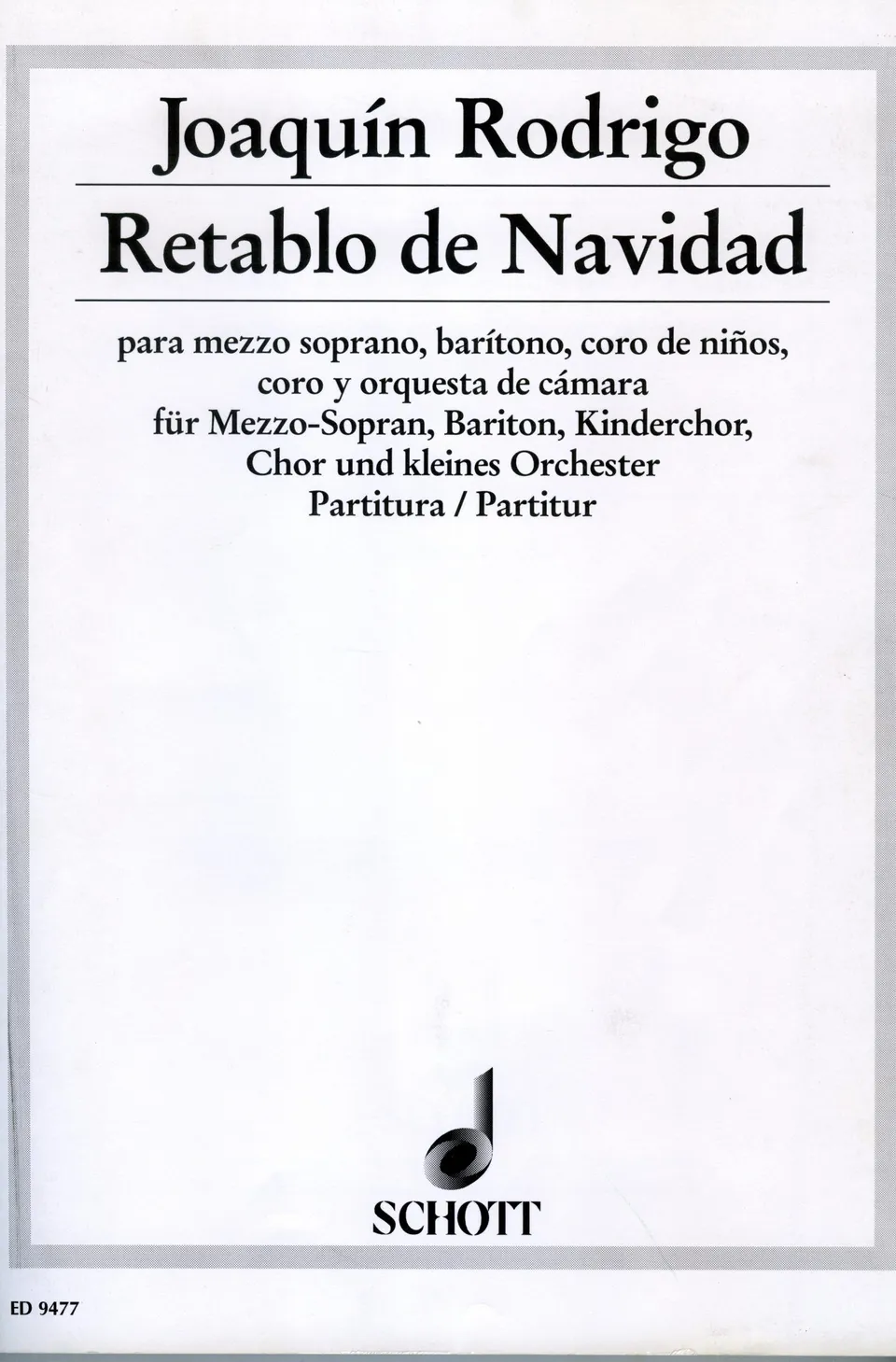 Ediciones Joaquín Rodrigo Retablo de Navidad partitura sbor