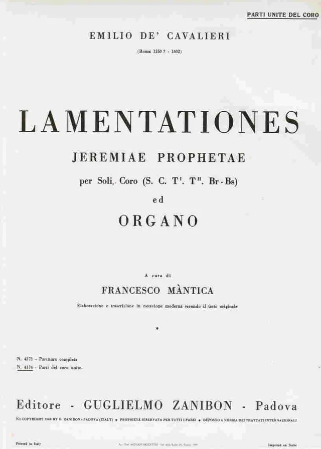 Armelin Musica Lamentationes Jeremiae Prophetae noty