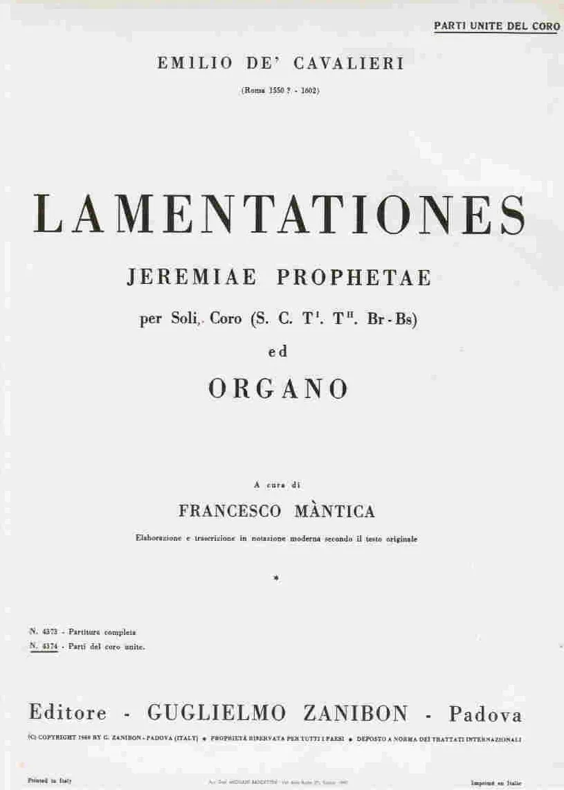 Armelin Musica Lamentationes Jeremiae Prophetae noty