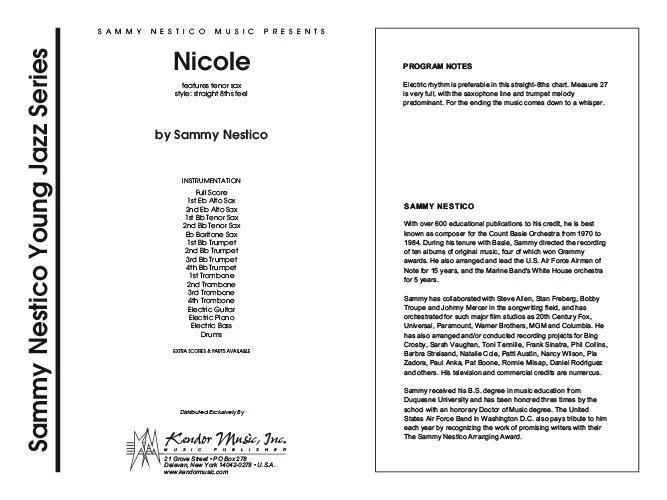 Kendor Music Nicole partitura pro jazzový orchestr