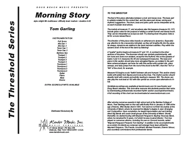 Kendor Music Morning Story Full Score partitura bossa rock
