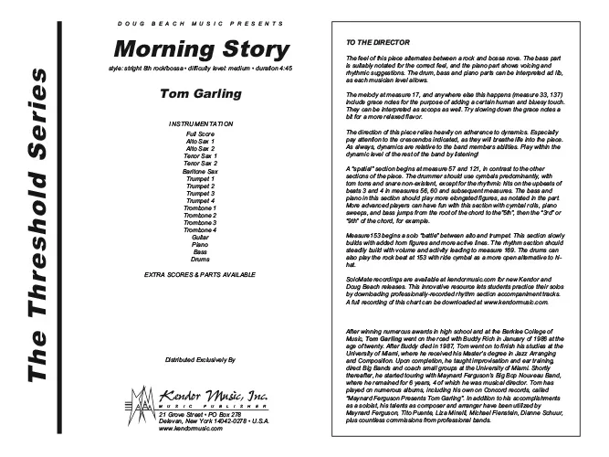 Kendor Music Morning Story Full Score partitura bossa rock