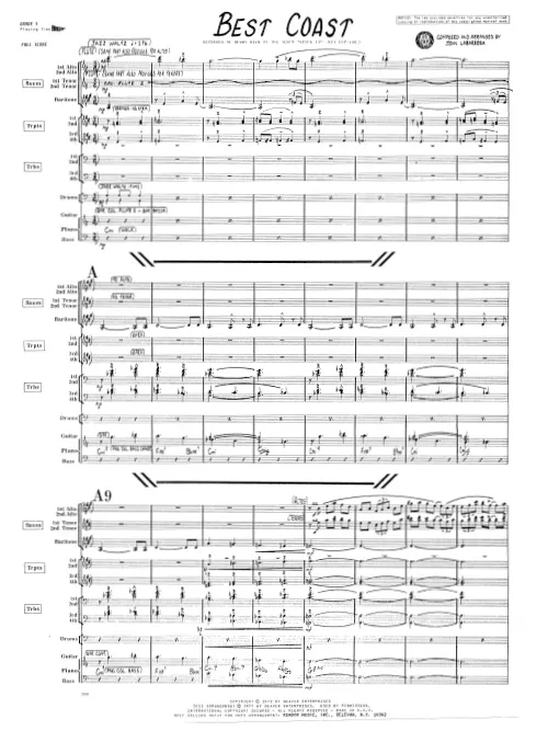 Kendor Music Best Coast partitura Full Score jazz waltz