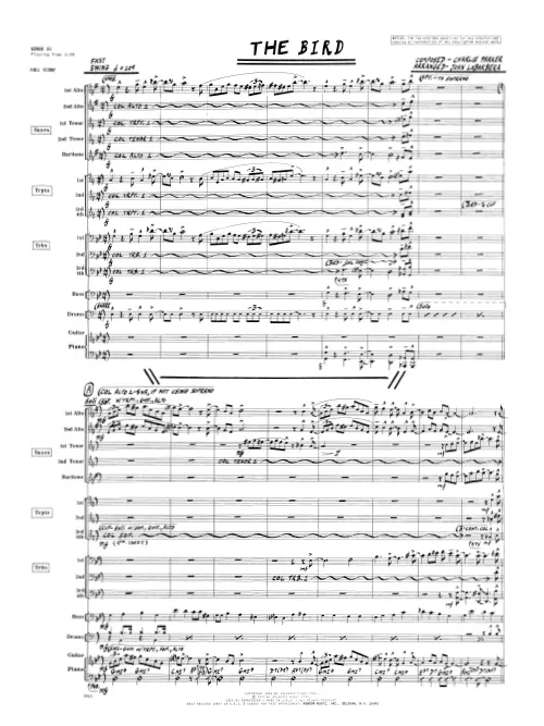 Kendor Music The Bird partitura fast swing bebop