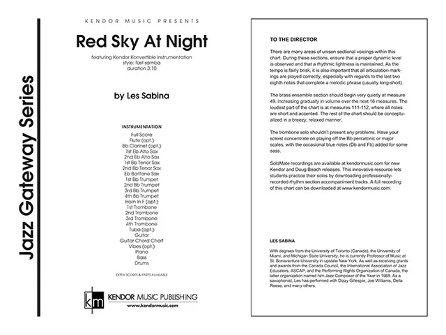 Kendor Music Red Sky At Night Full Score samba noty