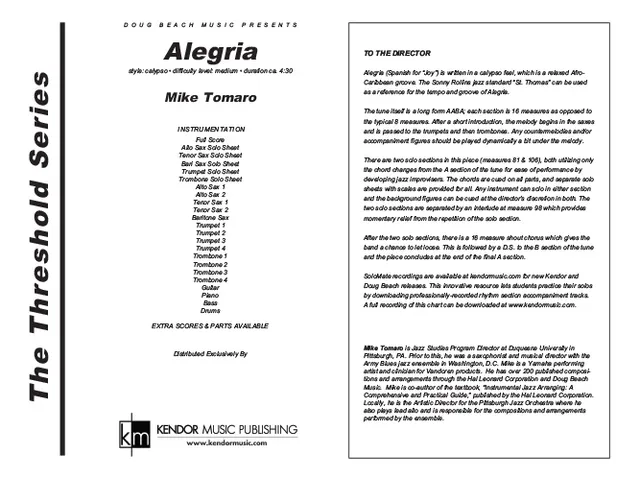 Kendor Music Alegria partitura calypso pro mládež
