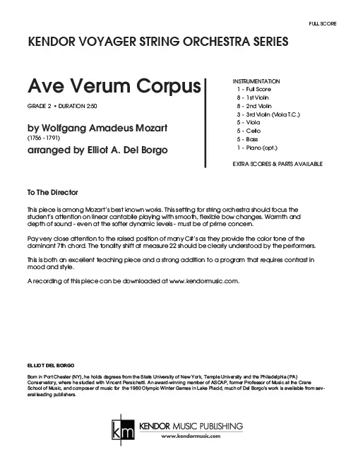 Kendor Music Ave Verum Corpus partitura full score 2:50