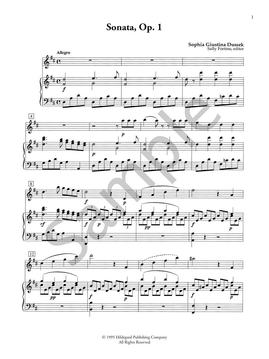 Hildegard Dussek Sonata Op. 1 noty housle cembalo