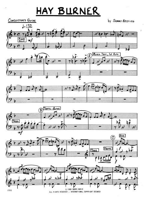 Kendor Music Hay Burner partitura condensed score