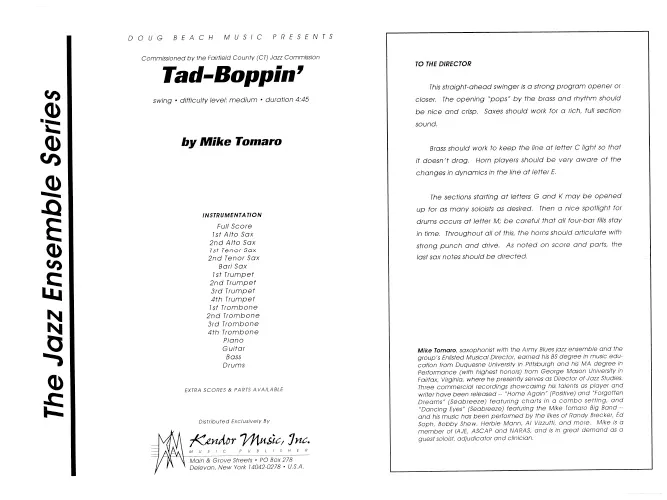 Kendor Music Tad-Boppin partitura pro big band swing