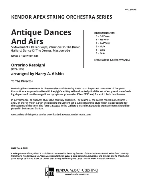 Kendor Music Antique Dances and Airs partitura Full Score