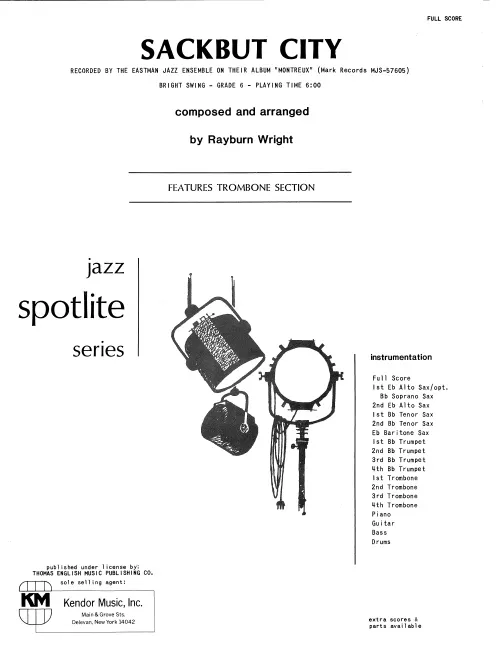 Kendor Music Sackbut City Full Score partitura trombon