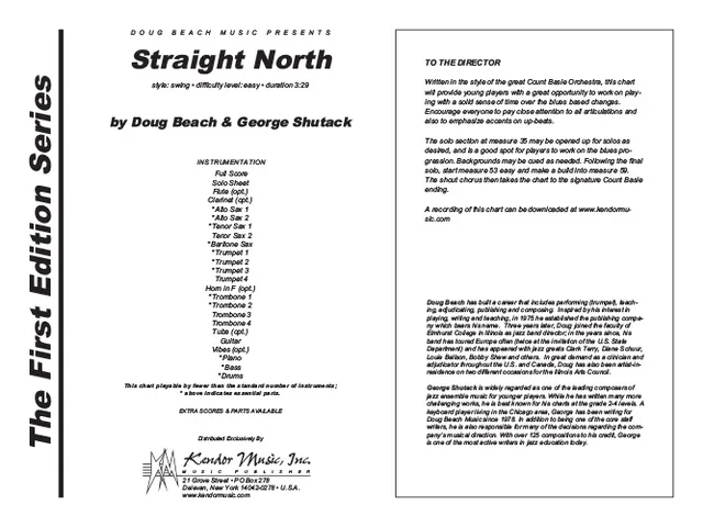 Kendor Music Straight North Full Score partitura swing