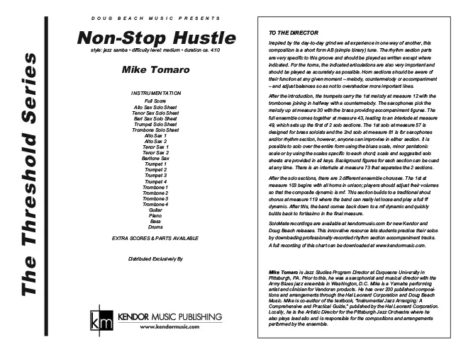Kendor Music Non-Stop Hustle partitura jazz samba