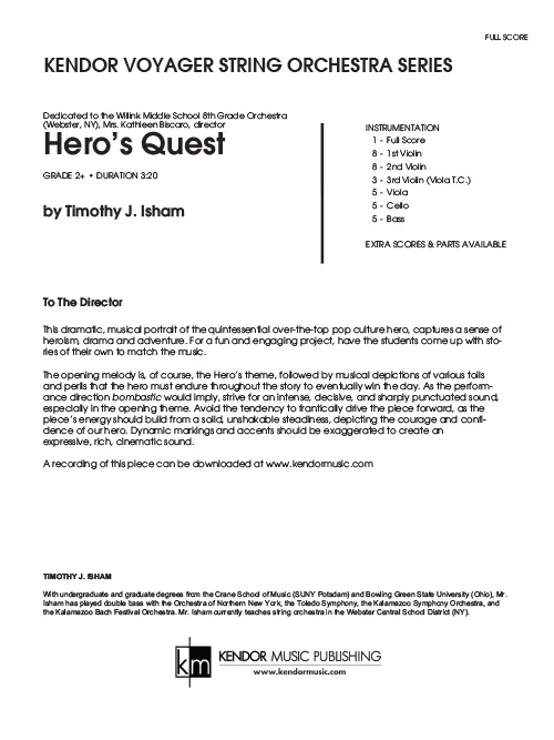 Kendor Music Hero’s Quest partitura pro smyčce grade 2+